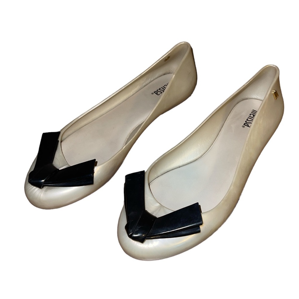 Melissa Pearlescent White Rubber Flats - Women’s Size 8 - Picture 2 of 11